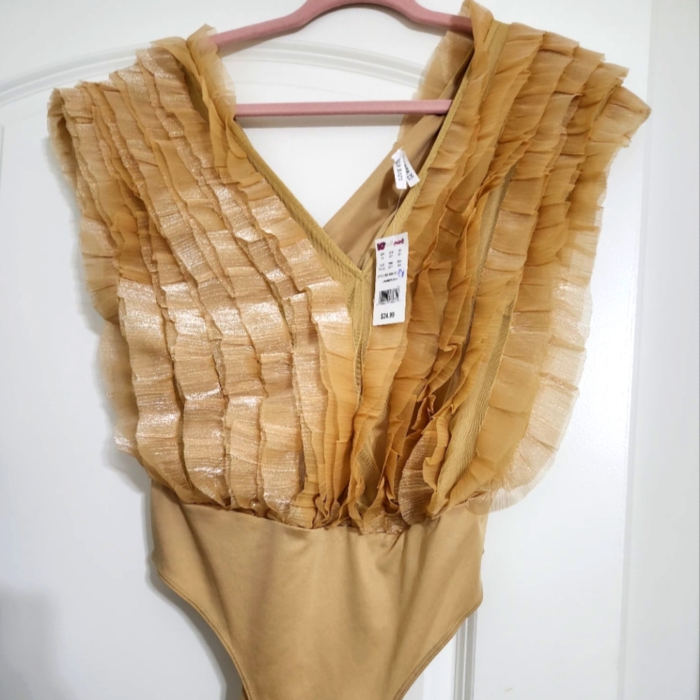 Gold Ruffle Bodysuit